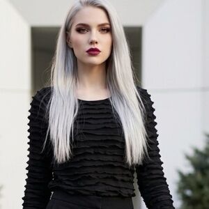 Forever Fashion Womens Black Sheer Ruffle Textured Goth Top Size M